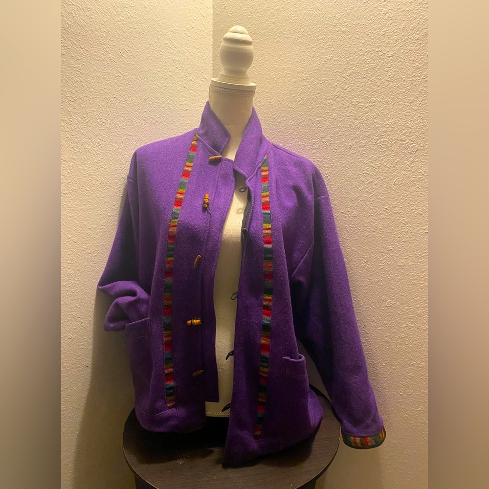 Hand Made in Nepal! Beautiful Wool Button Down Peacoat
